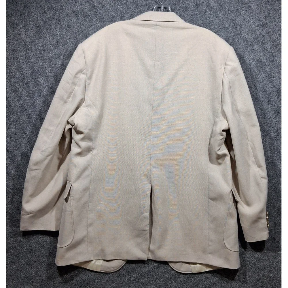 Johnny‎ Bench MVP Collection Mens 50L Tan Blazer Gold Crest Buttons Sport Coat